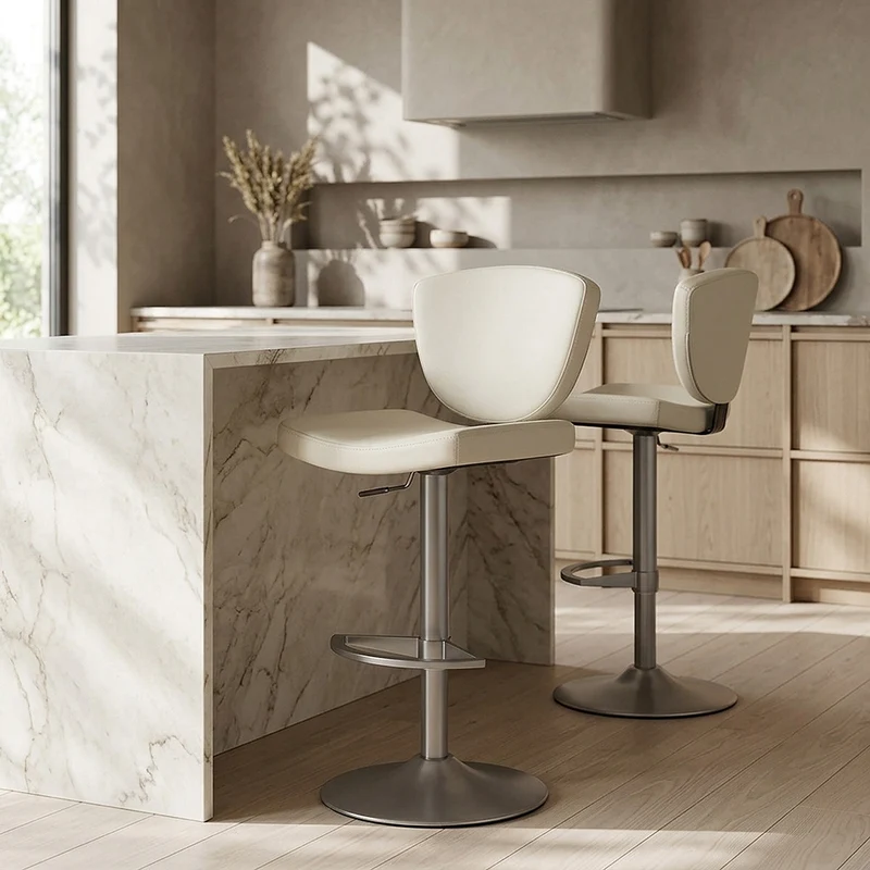 Sgabello Vera Pelle Graffite - Pearl Crema
