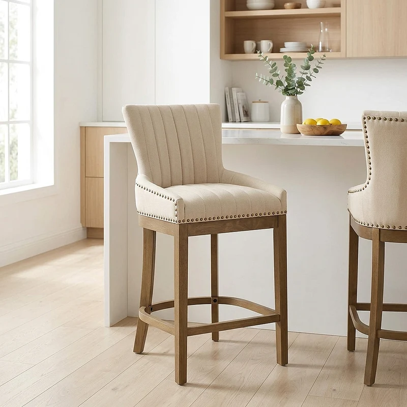 Sgabello Ecopelle Legno - Chiltern Crema