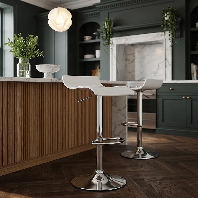 Sgabello Plastica Cromato - Shimmer Bianco