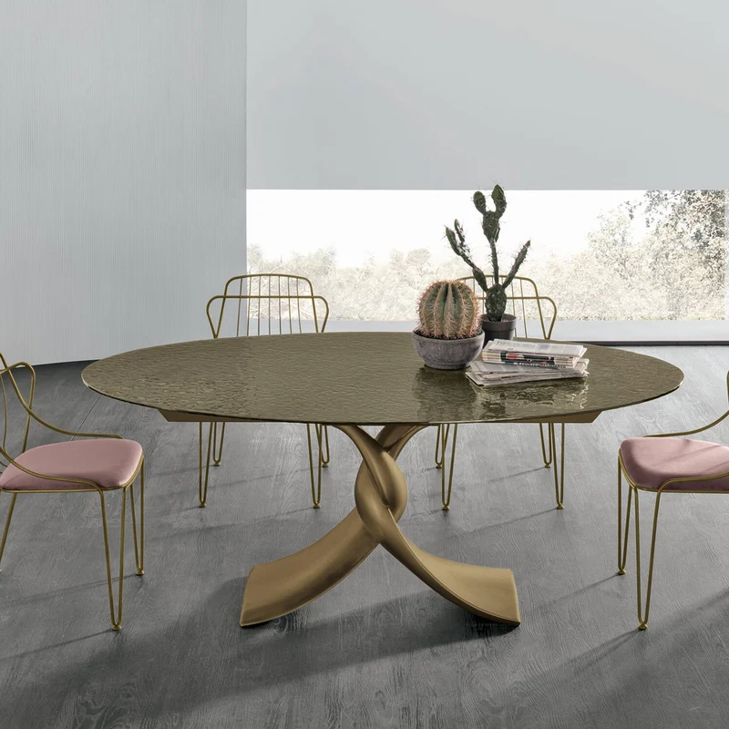 Twist Non-Extendable Glass Table by Target Point