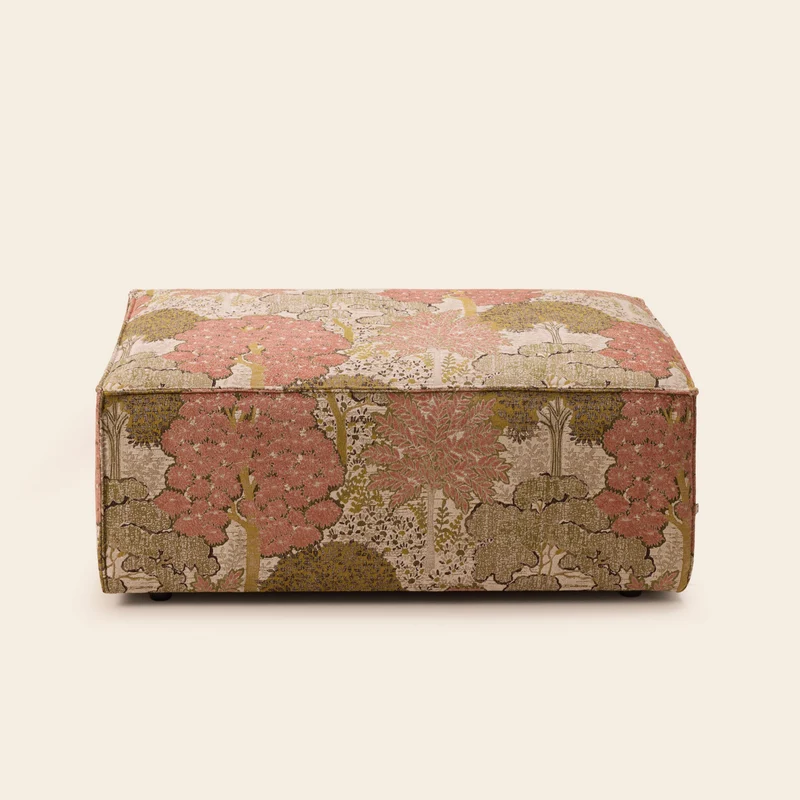 Pouf DYONIS alisia naturel et rose orangé