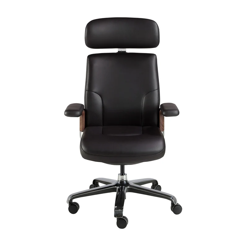 Sedia girevole da ufficio in similpelle nera