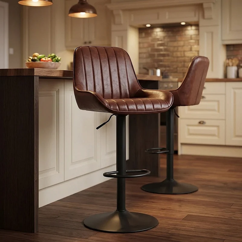 Sgabello Ecopelle - Mustang Marrone
