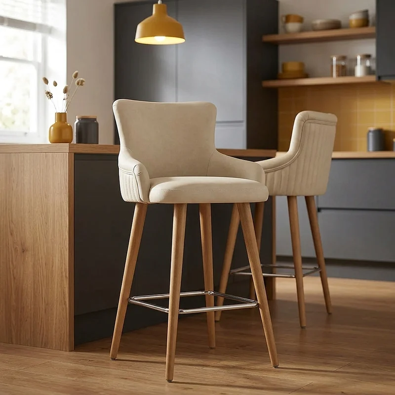 Sgabello Ecopelle - Diablo Legno Crema