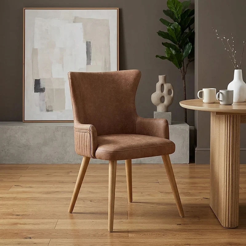 Sedia Ecopelle Legno - Diablo Marrone