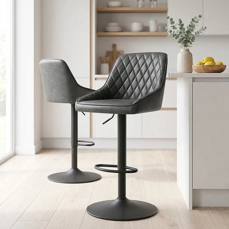 Sgabello Vera Pelle - Melbourne Grigio Scuro