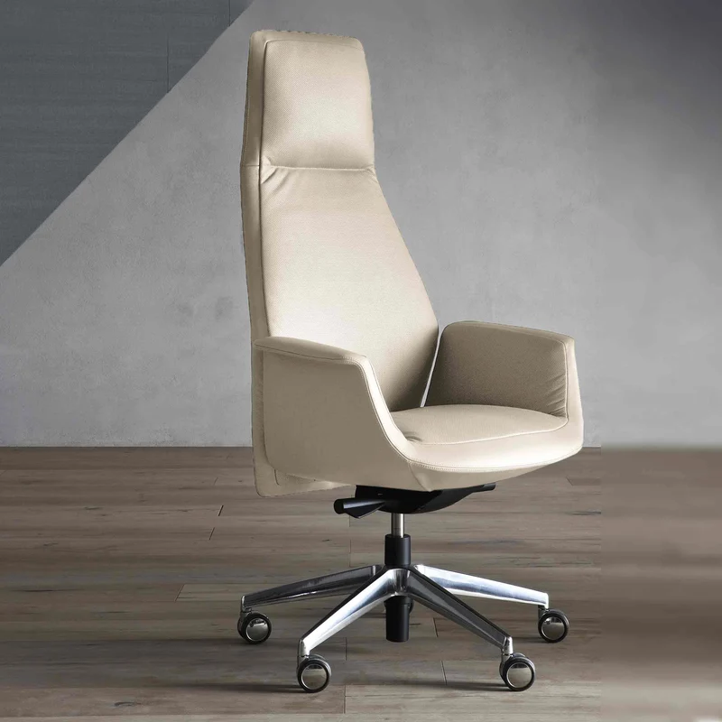 High Back Swivel Chair with Wheels DOWNTOWN PRESIDENT by Jean-Marie Massaud for Poltrona Frau