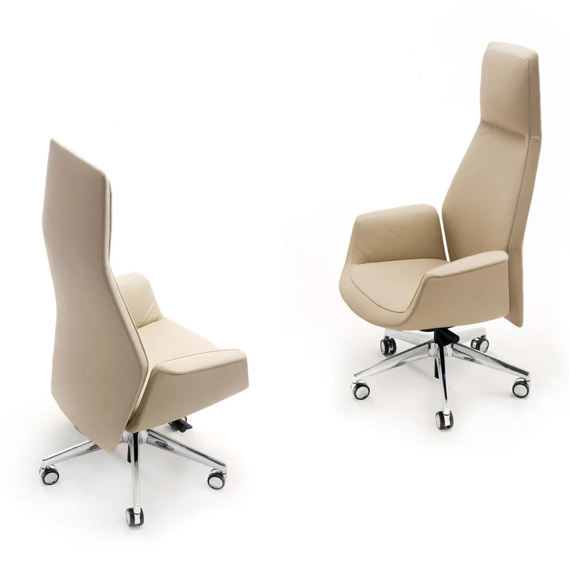 High Back Swivel Chair with Wheels DOWNTOWN PRESIDENT by Jean-Marie Massaud for Poltrona Frau