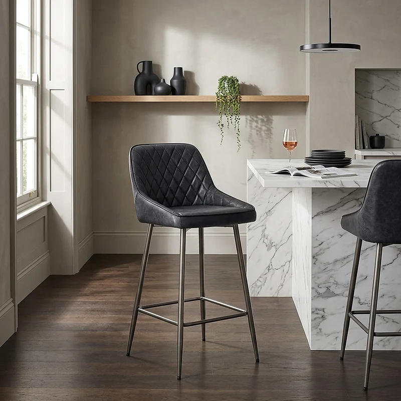 Sgabello Vera Pelle - Brisbane Grigio scuro
