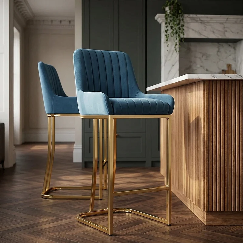 Sgabello Velluto - Paget Blu