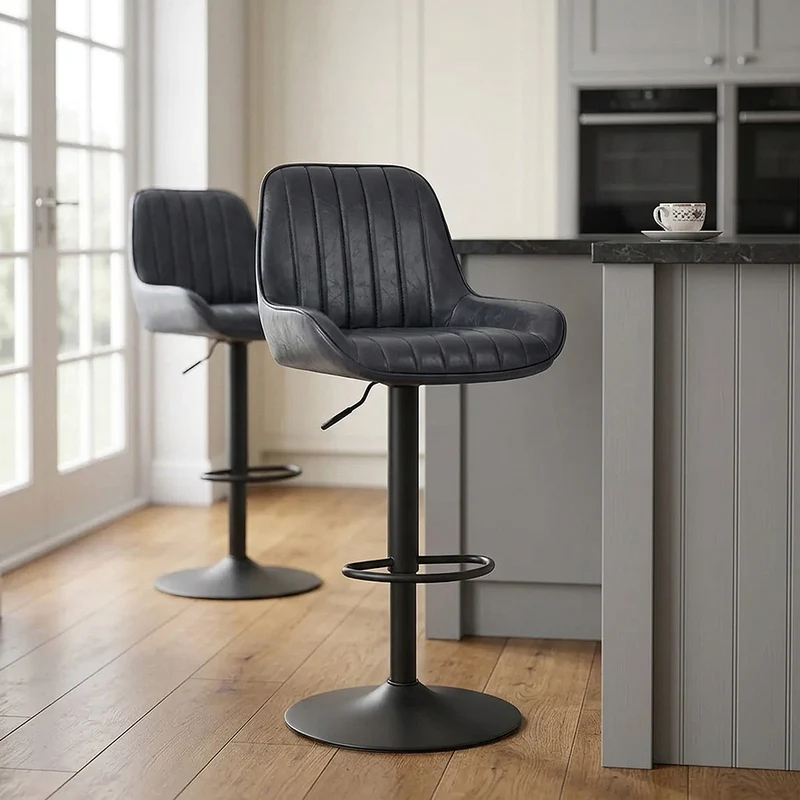 Sgabello Ecopelle - Mustang Blu Scuro