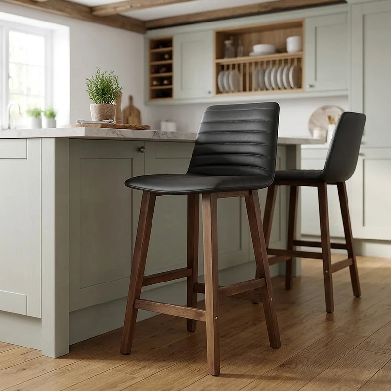 Sgabello Ecopelle Legno - Spritz Nero