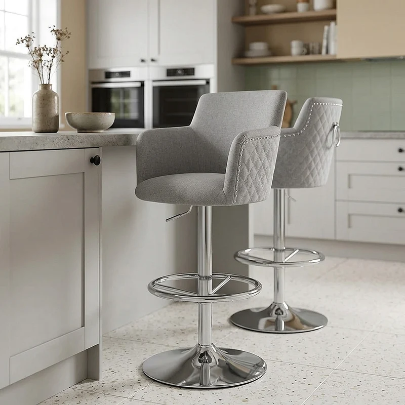Sgabello Tessuto Cromato - Vogue Grigio