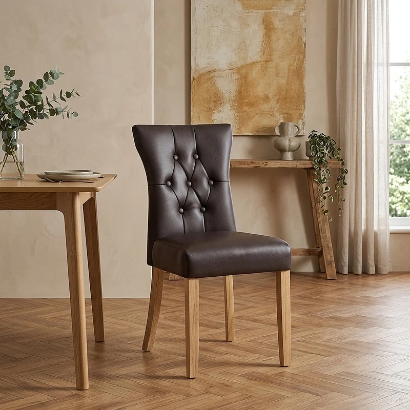 Sedia Ecopelle Legno - Bradbury Marrone