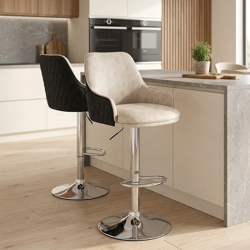 Sgabello Ecopelle Tessuto - Plaza Crema