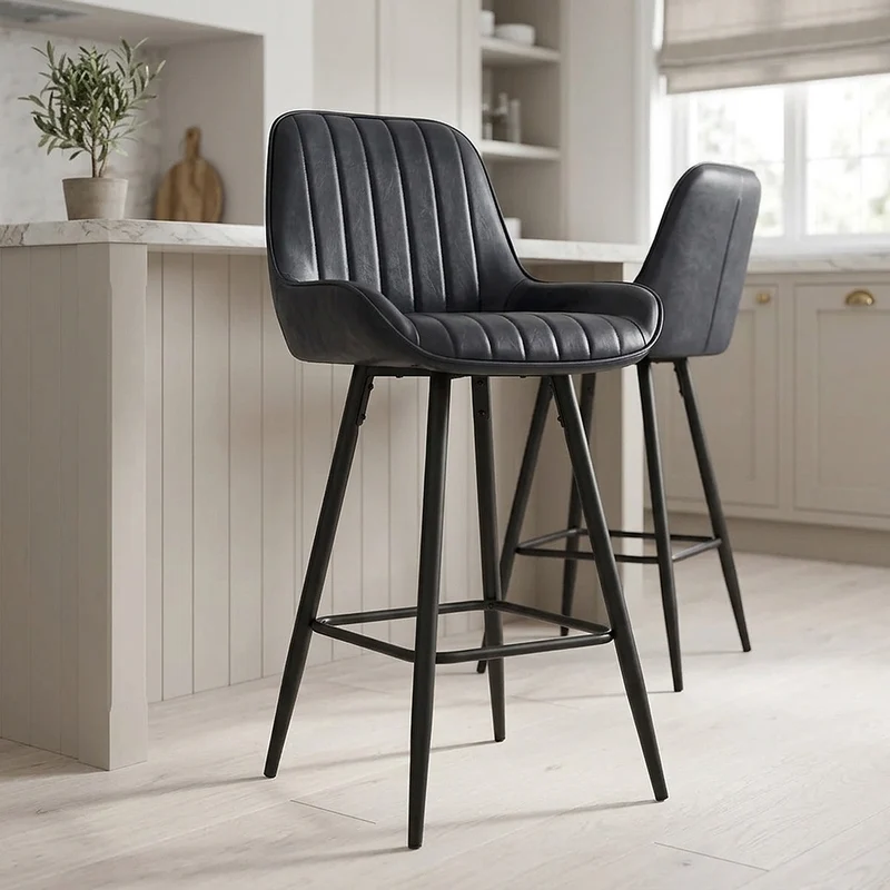 Sgabello Ecopelle Satinato - Mustang Blu Scuro