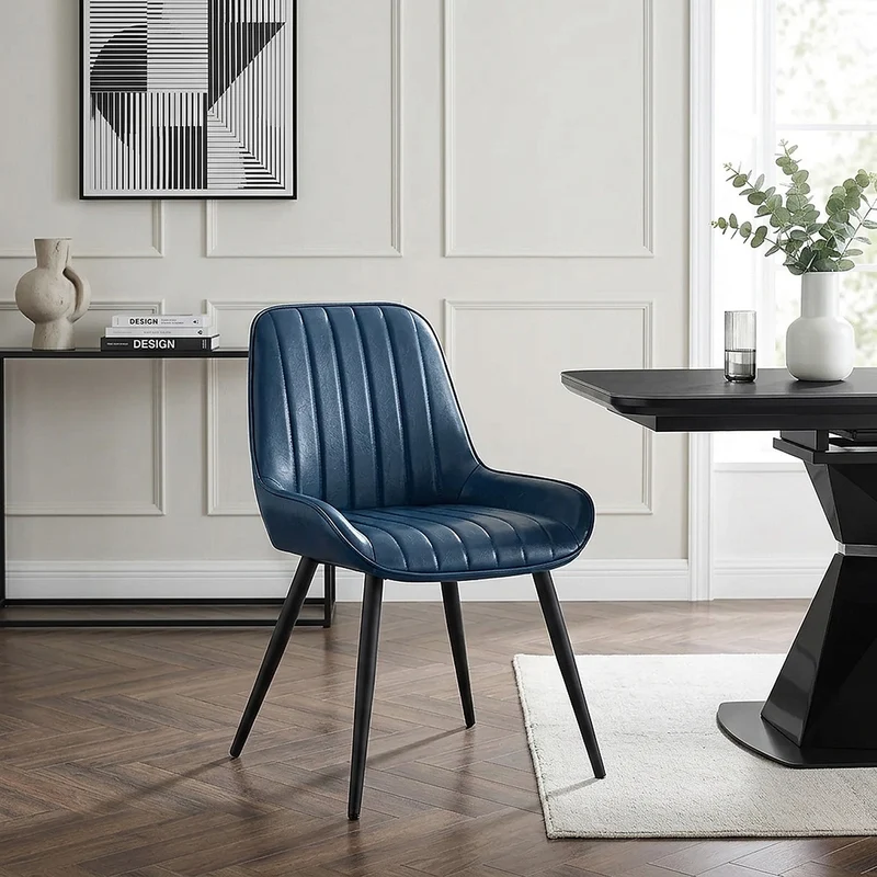 Sedia Ecopelle Satinata - Mustang Blu