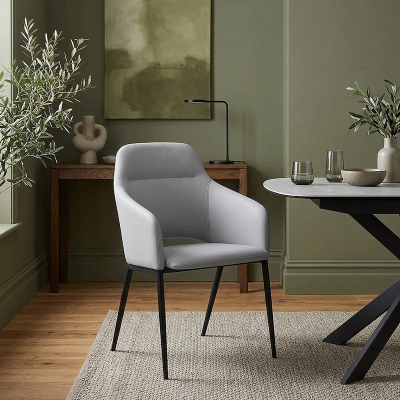 Sedia da pranzo Ecopelle - Palma Grigio