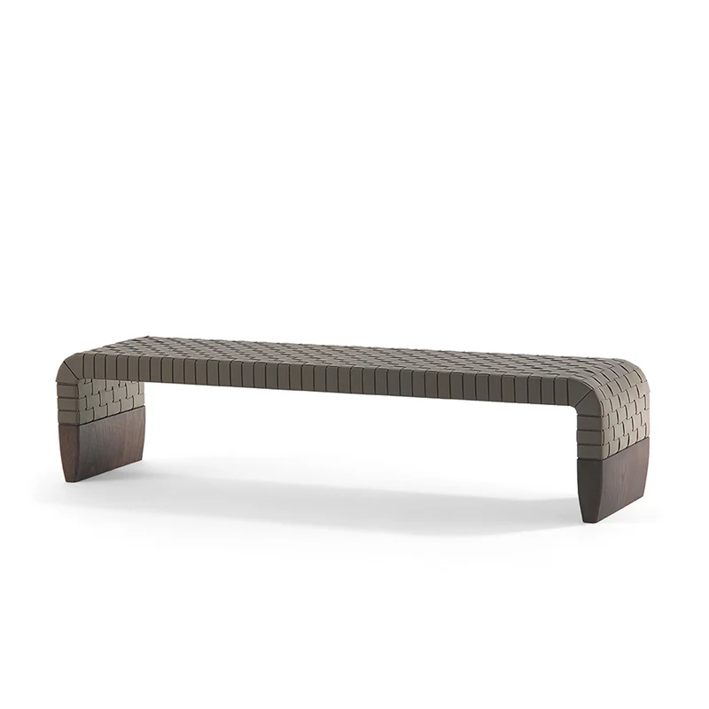 Wood and Leather Bench BRERA by Guglielmo Ulrich for Poltrona Frau