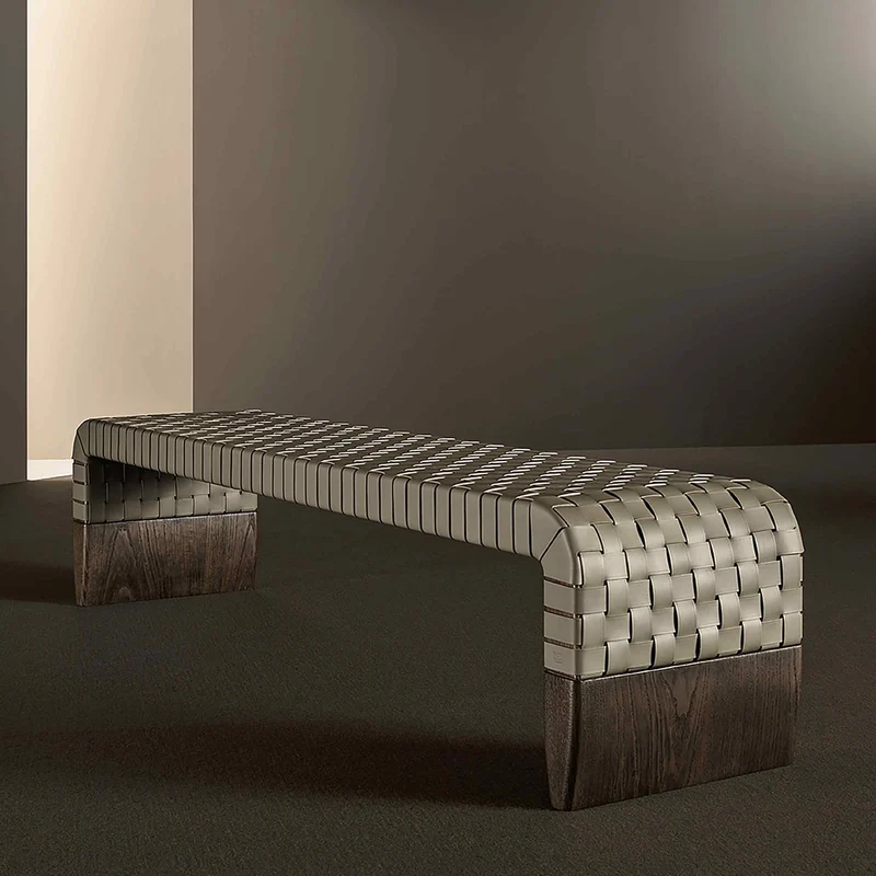 Wood and Leather Bench BRERA by Guglielmo Ulrich for Poltrona Frau