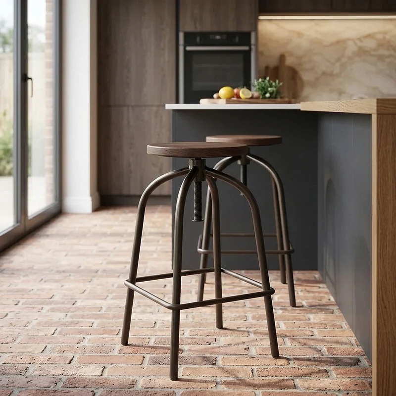 Sgabello Legno Metallo - Vice Industrial Nero