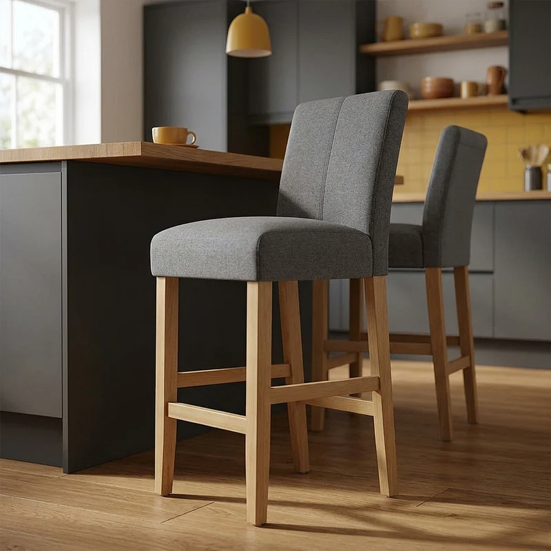 Sgabello Tessuto Rovere - Cornell Grigio