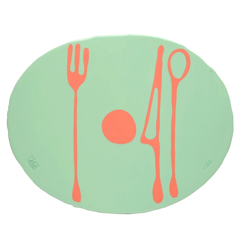 Placemat TABLE-MATES Matt Mint and Matt Dark Salmon Set of Six by Gaetano Pesce for Fish Design