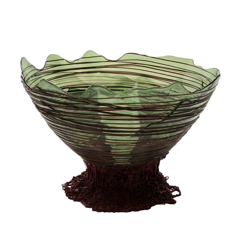 Resin Basket OGIVA Clear Bottle Green And Matt Aubergine by Gaetano Pesce for Fish Design