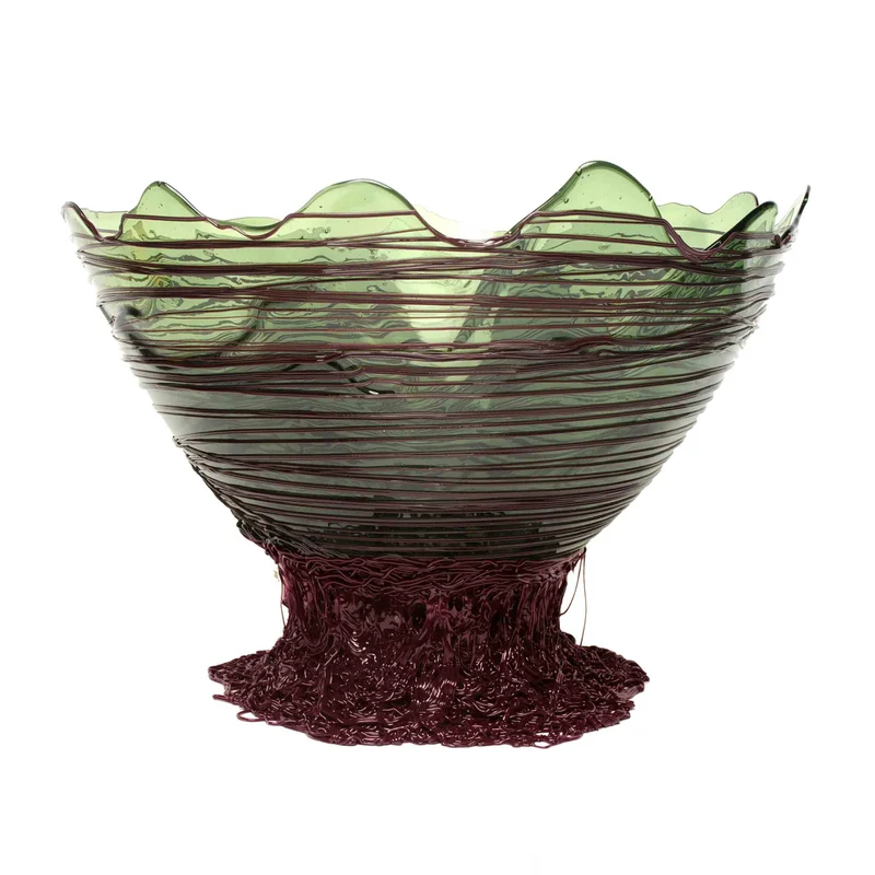 Resin Basket OGIVA Clear Bottle Green And Matt Aubergine by Gaetano Pesce for Fish Design