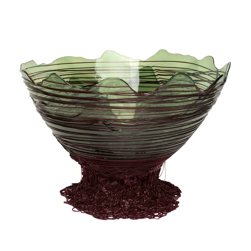 Resin Basket OGIVA Clear Bottle Green And Matt Aubergine by Gaetano Pesce for Fish Design