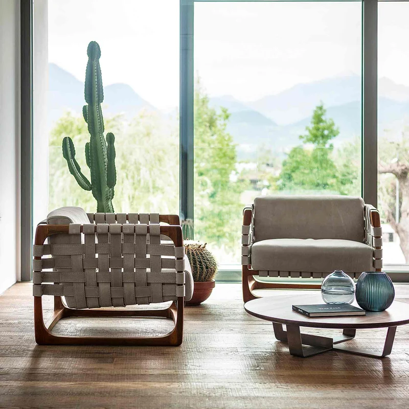 Upholstered Leather Armchair BUNGALOW ARMCHAIR by Jamie Durie for Riva 1920