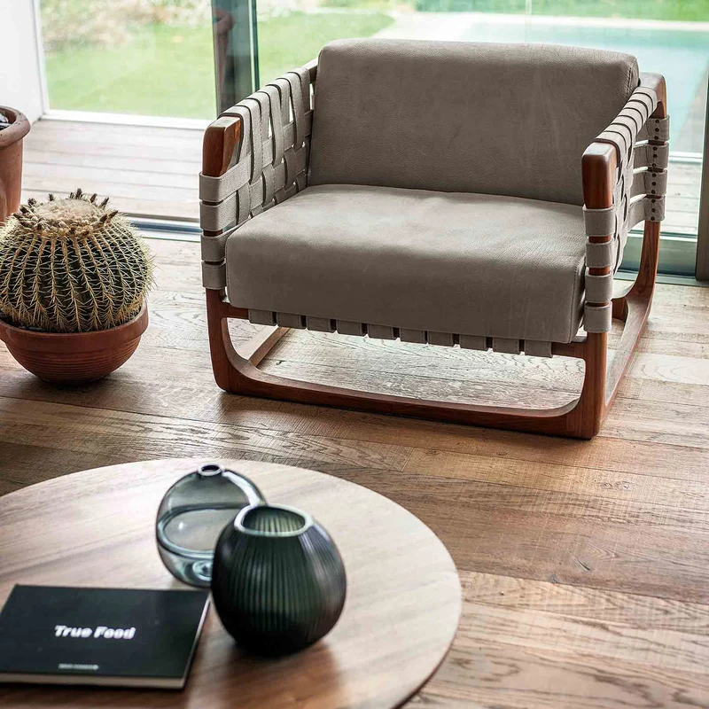 Upholstered Leather Armchair BUNGALOW ARMCHAIR by Jamie Durie for Riva 1920