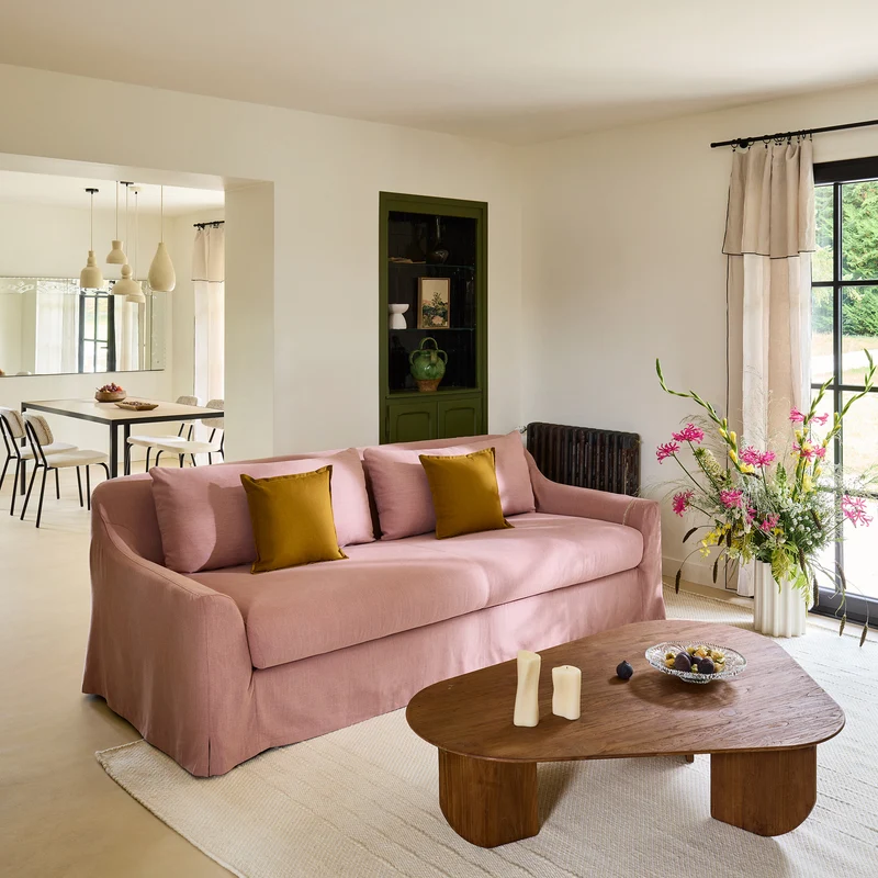 Canapé 3 places CLARIBEL barbate rose ancien