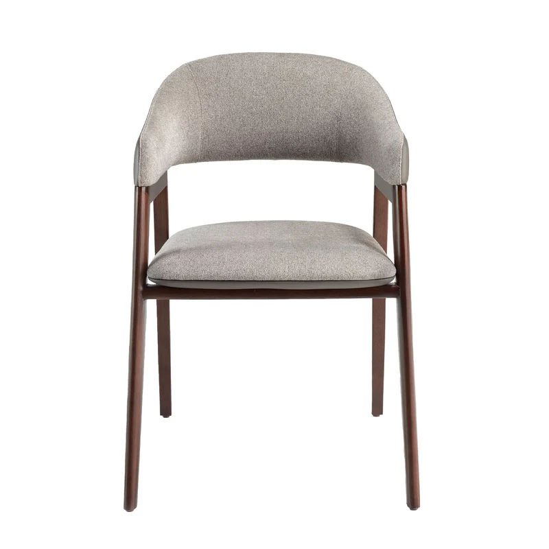 Sedia in tessuto grigio ed ecopelle visone scuro