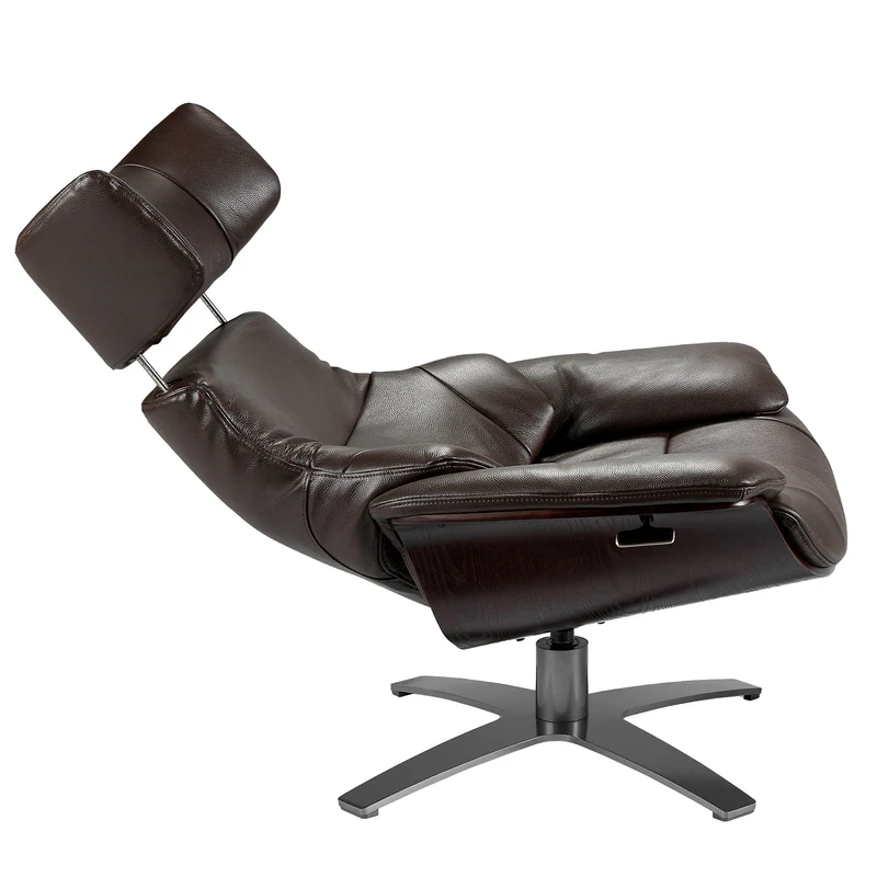 Poltrona reclinabile in pelle marrone cioccolato