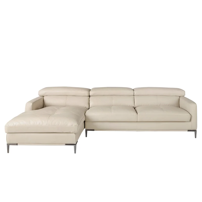 Divano chaise longue sinistro in pelle sabbia