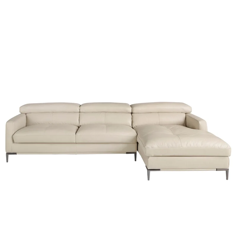Divano chaise longue destro in pelle sabbia