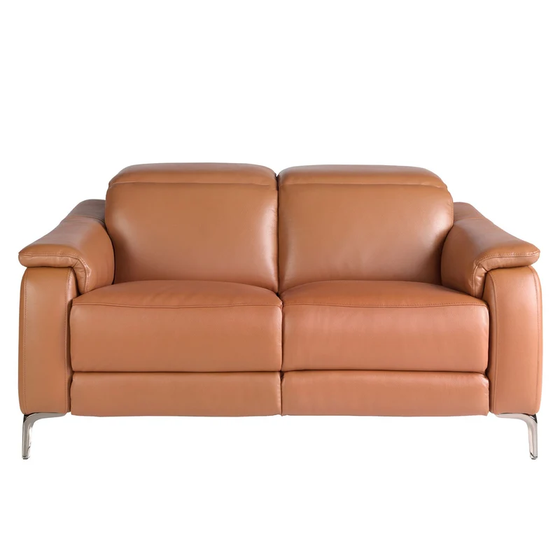 Divano relax a 2 posti in pelle marrone