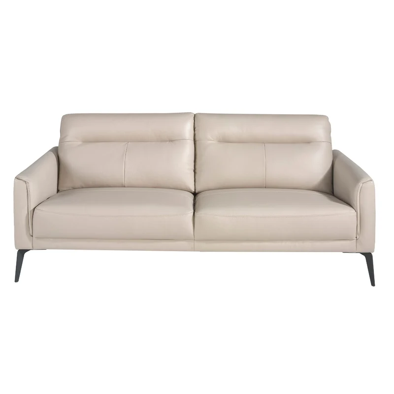 Divano a 3 posti in pelle grigio taupe