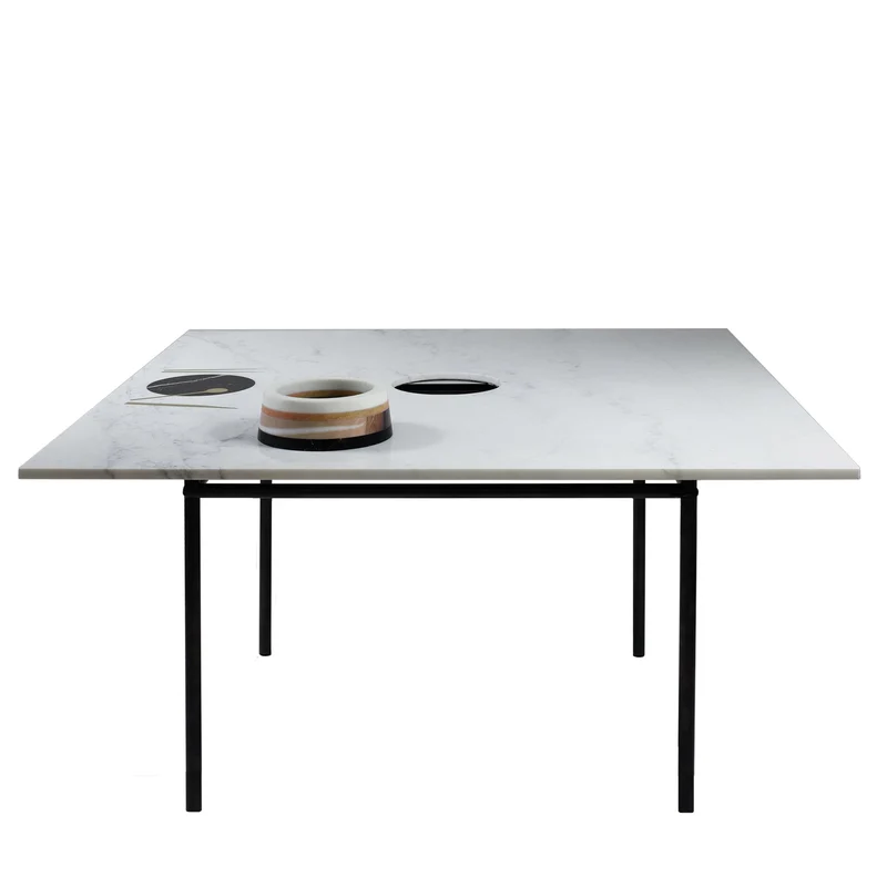 Square Marble Inlaid Table with Centrepiece CUM VIVERE by Bettisatti