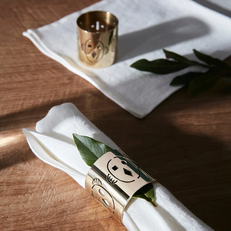 Brass Napkin Holders MASKI Set of Two by Jaime Hayon for Paola C