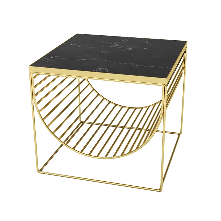 SINO tavolo/portariviste - Oro/Nero - AYTM - L50xP50xA44,3 CM
