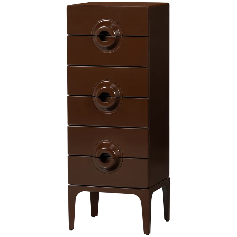 Merge mobile 6 cassetti legno marrone/rosso