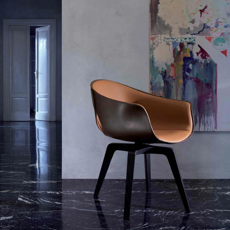 Leather Swivel Chair GINGER by Roberto Lazzeroni for Poltrona Frau