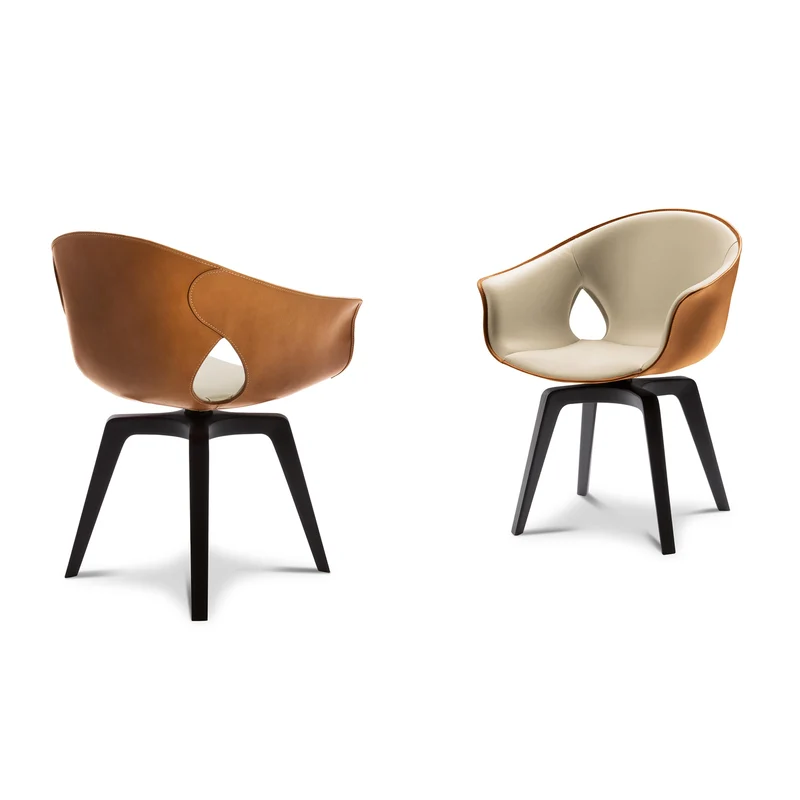 Leather Swivel Chair GINGER by Roberto Lazzeroni for Poltrona Frau
