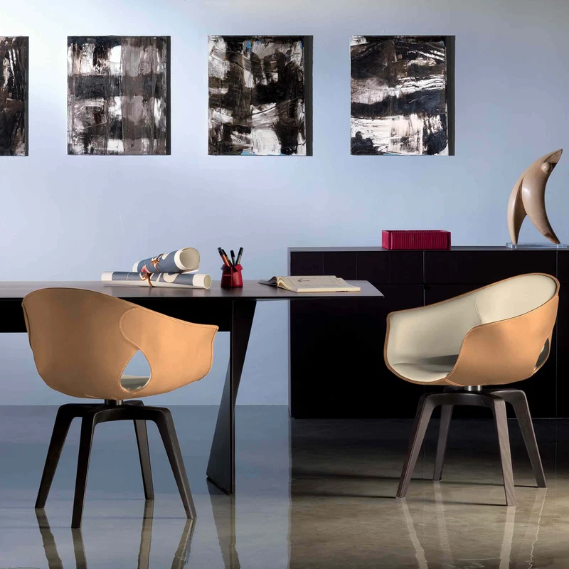 Leather Swivel Chair GINGER by Roberto Lazzeroni for Poltrona Frau