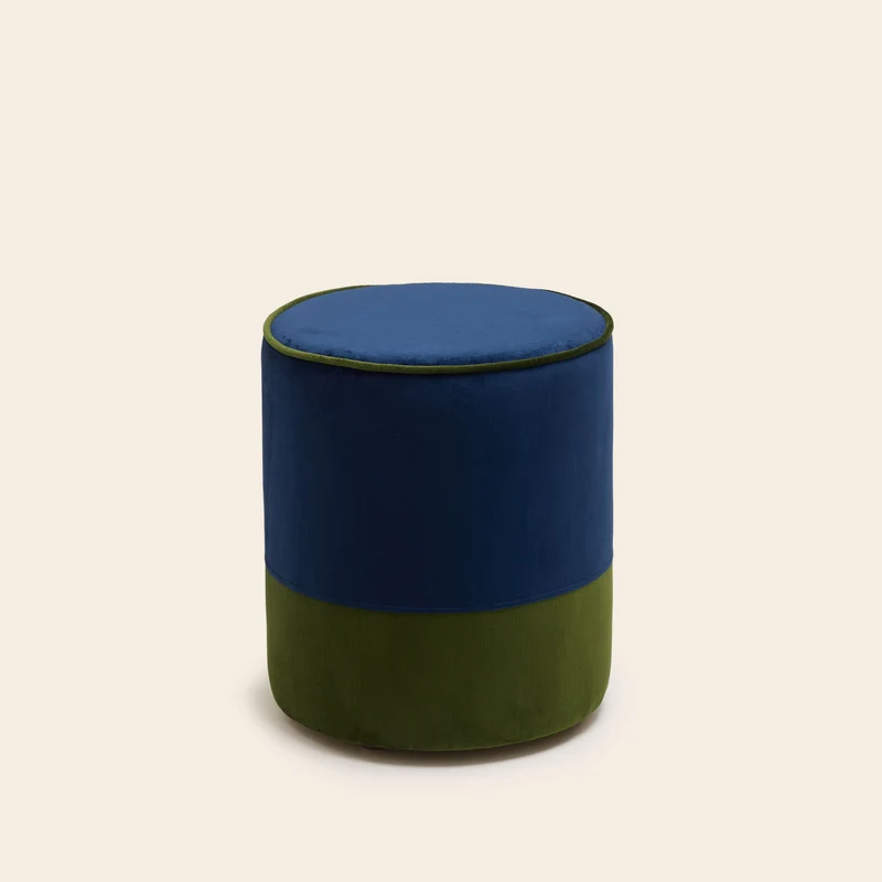 Pouf NOE dalila bleu nuit et vert olive
