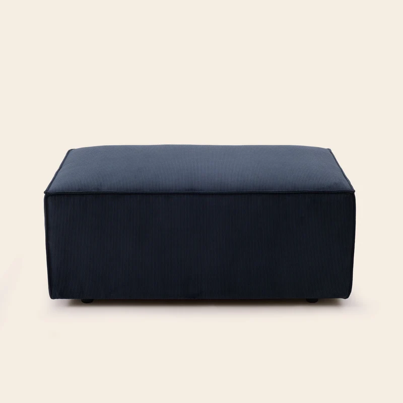 Pouf DYONIS profilo côtelé bleu de nuit