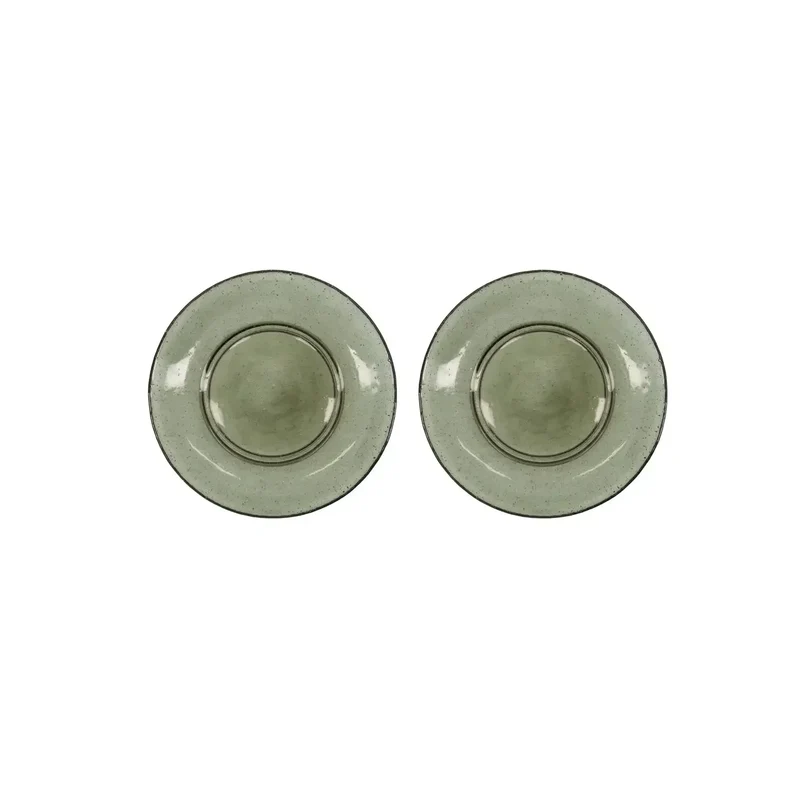 Groen glazen bord Rain 21cm - 2 stuks