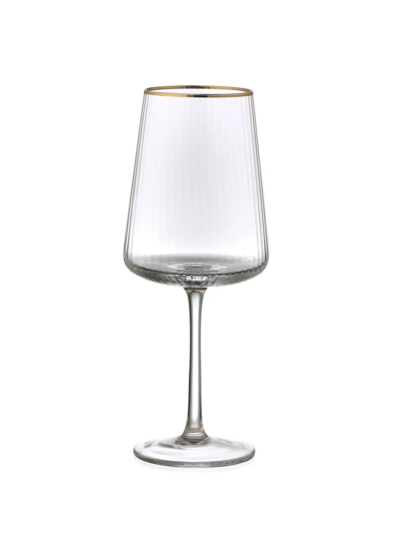 Set 6 calici per vino in vetro bordo oro 500 ml